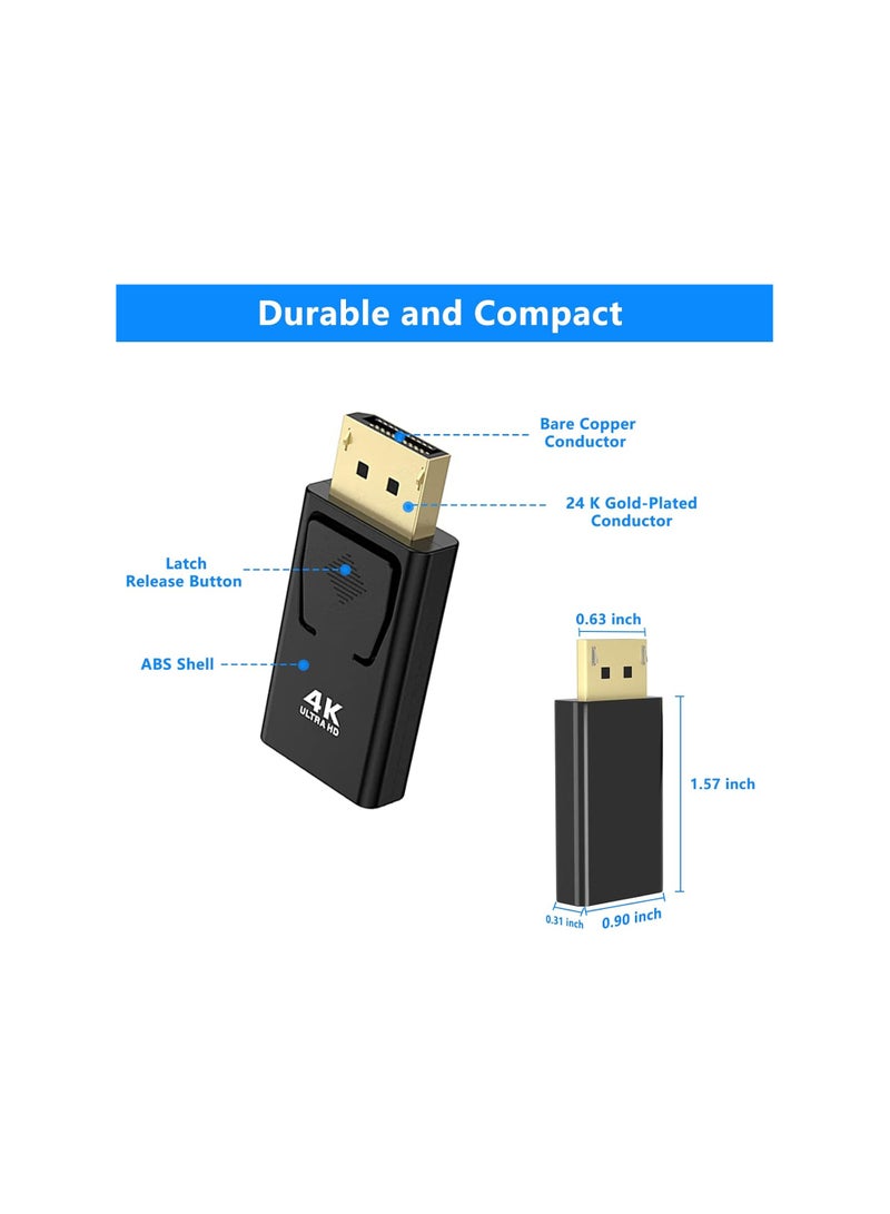 SYOSI 4K DisplayPort to HDMI Adapter, 2 Pack Uni-Directional DP PC to HDMI Monitor Converter, 4K Ultra HD DP Display Port to HDMI Adapter(Male to Female), Compatible for Lenovo Dell HP and Other Brand  - Image 5