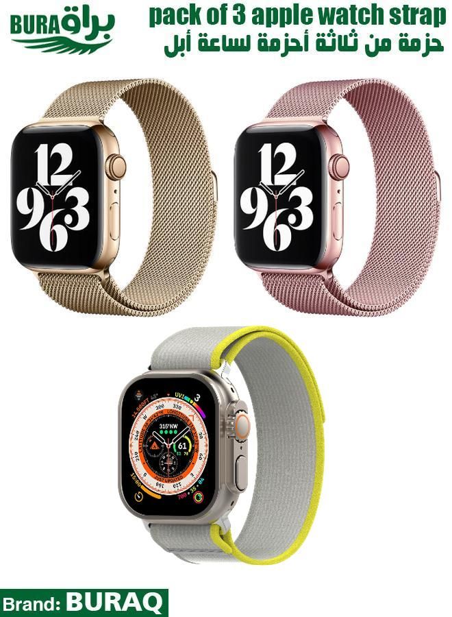 BURAQ Apple Watch Band Strap For Apple Watch Ultra 2/Ultra 49mm, Series 10 46mm, 9/8/7 45mm, SE2/SE/6/5/4 44mm, 3/2/1 42mm