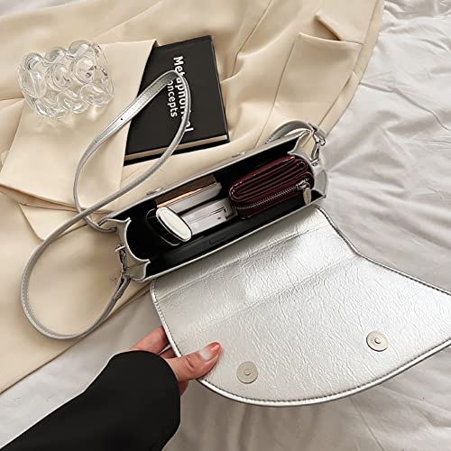 Jusavie Small Silver Bag Crossbody Bags Satchels Y2K Evening Bags Handbag for Women Hobo Bags Shoulder Bags Tote Bag for Women 2023 - Image 5