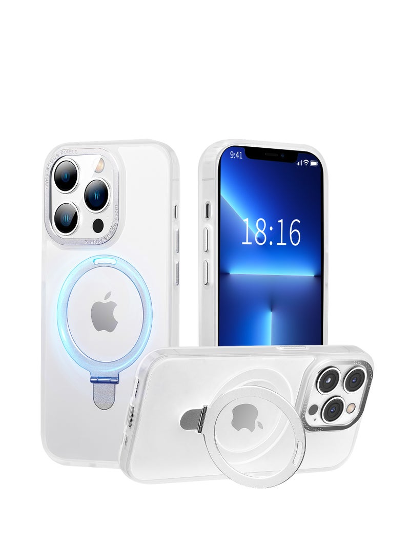 INFOSUN iPhone 13 Pro Max Case with Magnetic Invisible Stand Cover Shockproof and Anti-Yellow Slim Thin Translucent Matte Protective Magsafe Case for Apple iPhone 13 Pro Max 6.7 inch - White  - Image 1