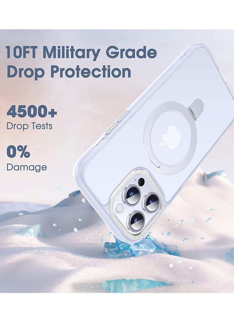 INFOSUN iPhone 13 Pro Max Case with Magnetic Invisible Stand Cover Shockproof and Anti-Yellow Slim Thin Translucent Matte Protective Magsafe Case for Apple iPhone 13 Pro Max 6.7 inch - White  - Image 5