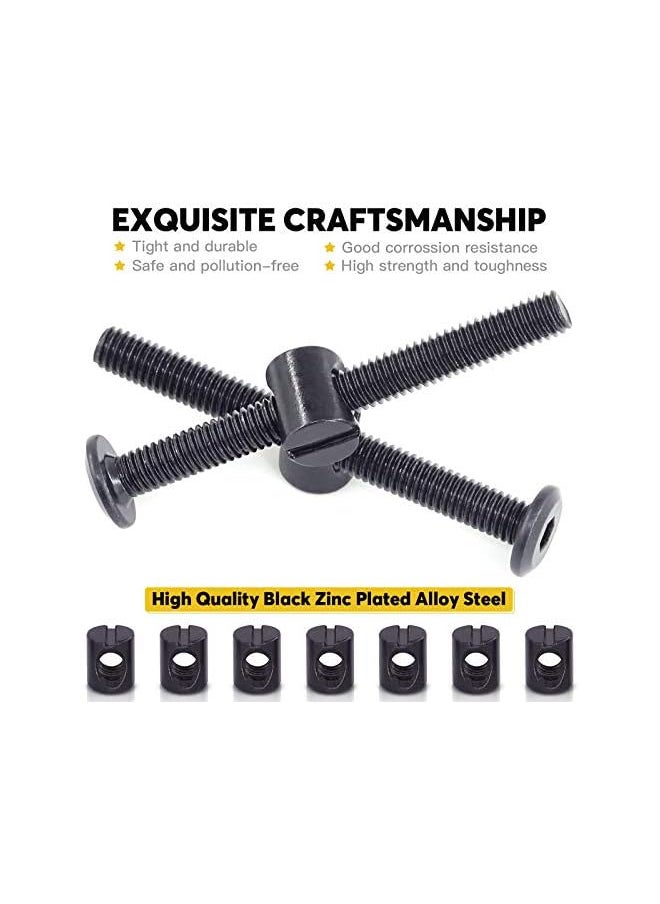 PROMASS promass M6 x 60mm 50PCS Black Zinc Plated Hex Socket Cap Bolts and Barrel Nuts Cross Dowel Replacement for Beds Chair Table Desk Furniture  - Image 3