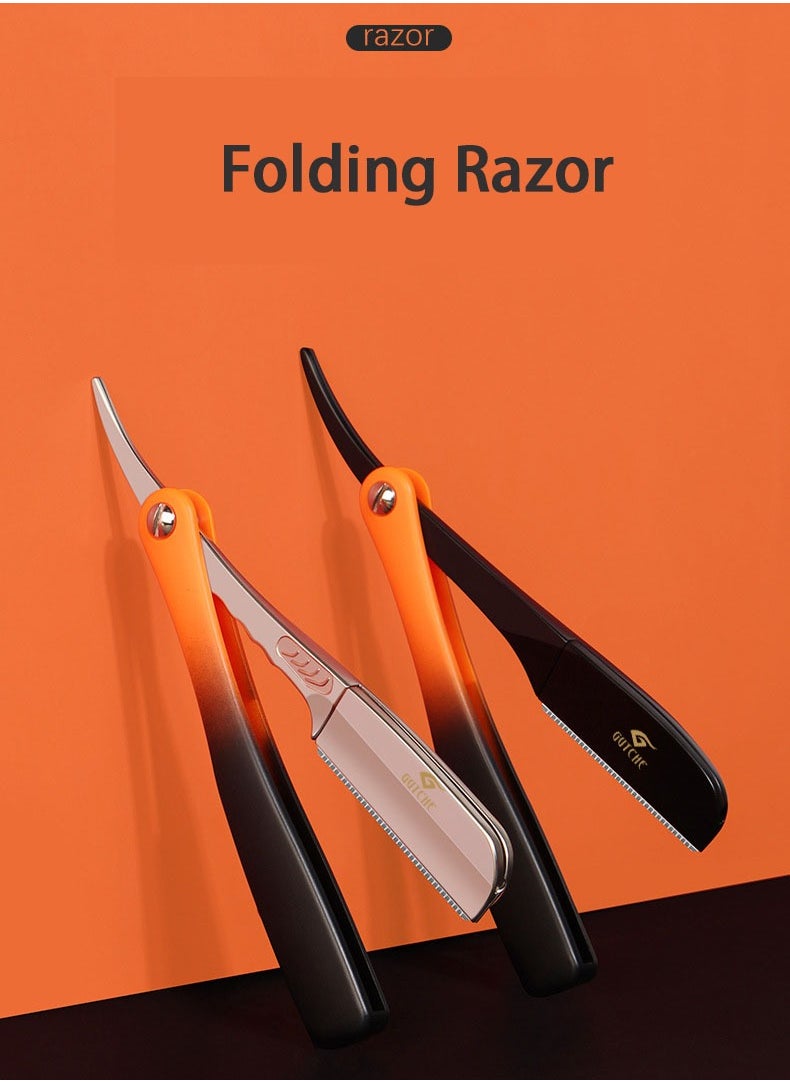 GUTCHE - Men's razor, old-fashioned two-color gradient zinc alloy folding razor, can be used for shaving, eyebrow trimming, face trimming, suitable for beauty salons and families - Image 1