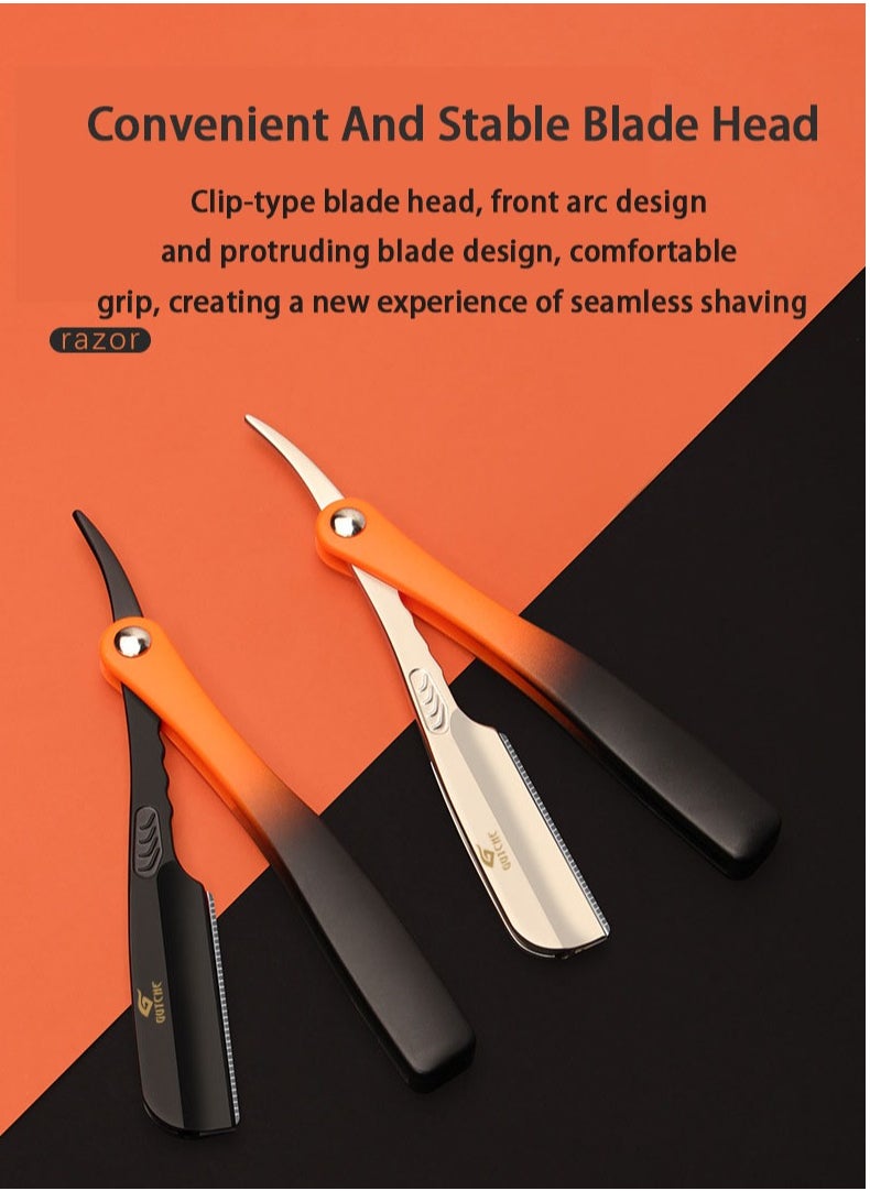 GUTCHE - Men's razor, old-fashioned two-color gradient zinc alloy folding razor, can be used for shaving, eyebrow trimming, face trimming, suitable for beauty salons and families - Image 1