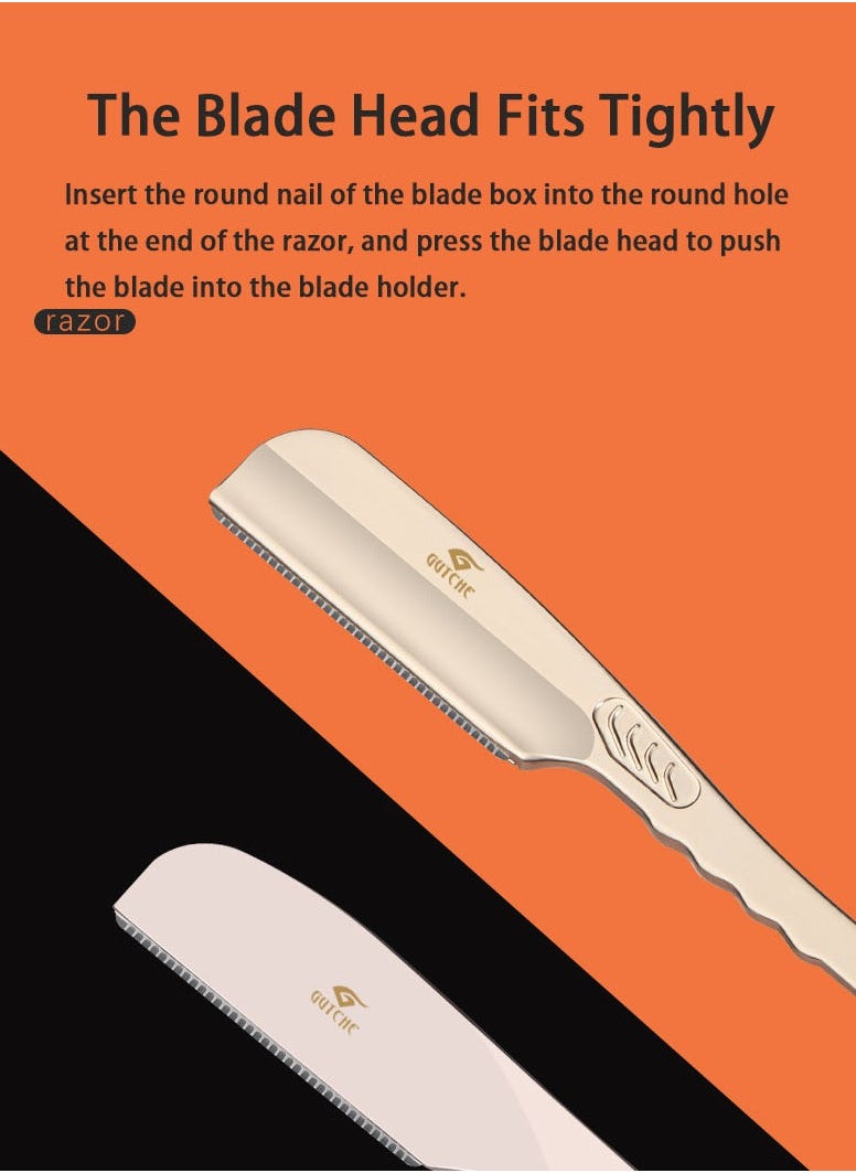 GUTCHE - Men's razor, old-fashioned two-color gradient zinc alloy folding razor, can be used for shaving, eyebrow trimming, face trimming, suitable for beauty salons and families - Image 1