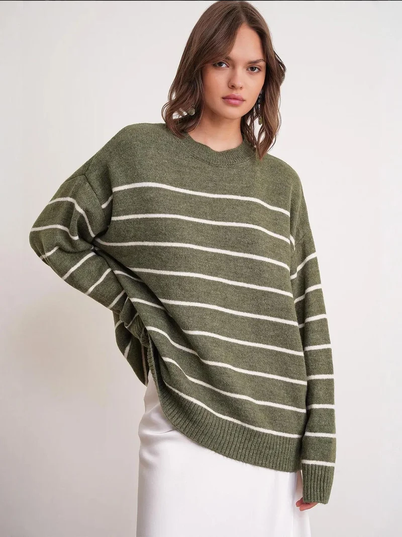 MixRay Mixray Striped Knit Pullover Sweater