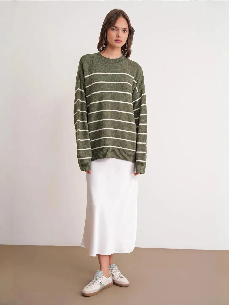 MixRay Mixray Striped Knit Pullover Sweater