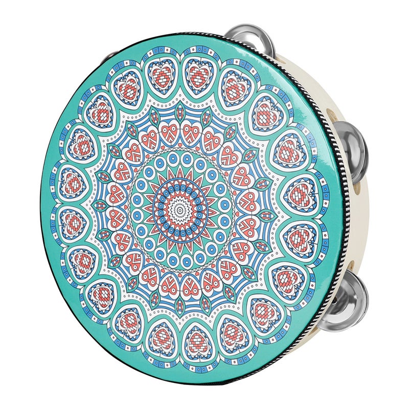 Xinjiang Uygur 8-inch Dunhuang Hand-Rattle Drum Vintage Dance Rattle Drum Wooden Hand Drum for Kids and Adults