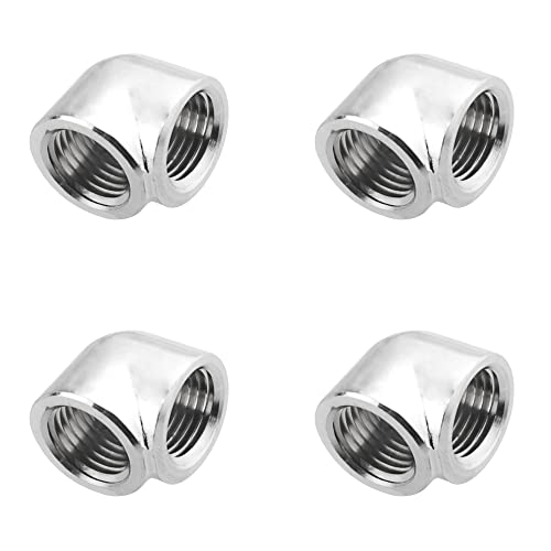BXQINLENX Silver Chrome G 1/4" Female to Female 90° Rotary Enhance Multi-Link Adapter Fitting for Computer Water Cooling System(4 PCS) - Image 1