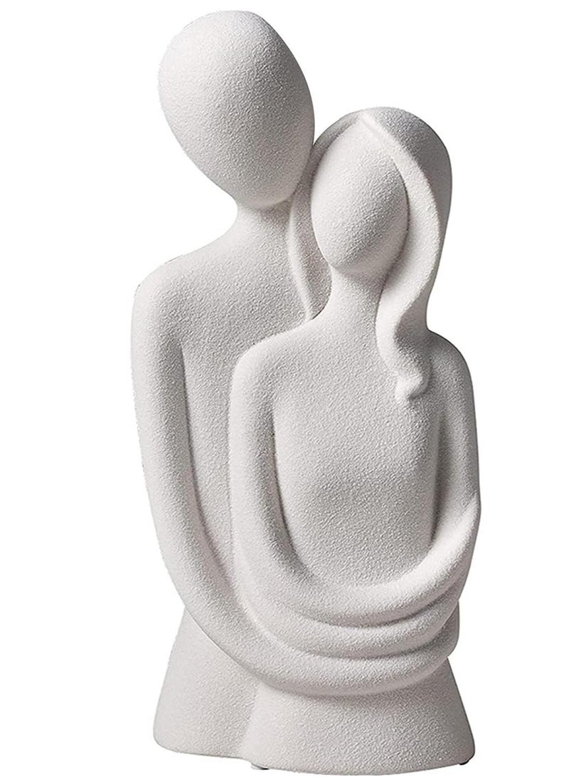 راكسوم تمثال للأزواج - تمثال خزفي للزوجين المعانقين، تمثال زخرفي حديث، تمثال حب فني أبيض، هدية لعيد الزواج أو عيد الحب (3.9 × 3.3 × 8.26 بوصة) - Image 1