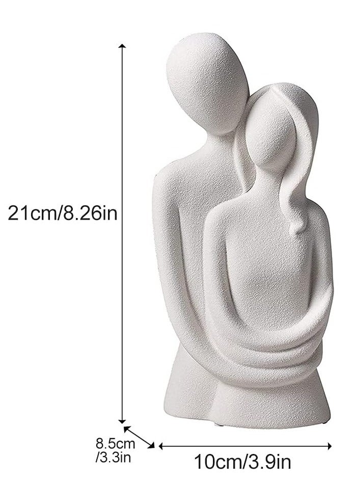 راكسوم تمثال للأزواج - تمثال خزفي للزوجين المعانقين، تمثال زخرفي حديث، تمثال حب فني أبيض، هدية لعيد الزواج أو عيد الحب (3.9 × 3.3 × 8.26 بوصة) - Image 3