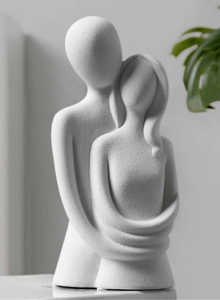 راكسوم تمثال للأزواج - تمثال خزفي للزوجين المعانقين، تمثال زخرفي حديث، تمثال حب فني أبيض، هدية لعيد الزواج أو عيد الحب (3.9 × 3.3 × 8.26 بوصة) - Image 2