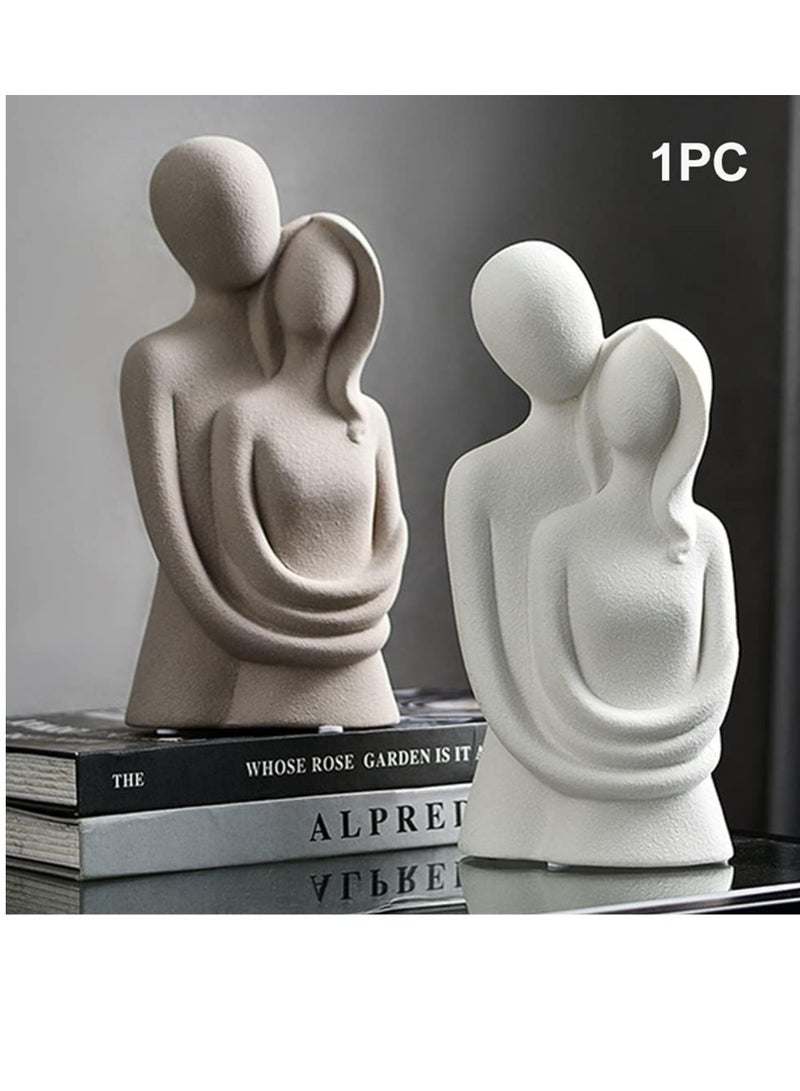 راكسوم تمثال للأزواج - تمثال خزفي للزوجين المعانقين، تمثال زخرفي حديث، تمثال حب فني أبيض، هدية لعيد الزواج أو عيد الحب (3.9 × 3.3 × 8.26 بوصة) - Image 5