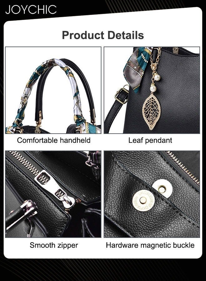 Joychic Lady Attractive Tote Classic Women Crossbody Shoulder Bag Large Capacity Multi Pockets with Adjustable Straps for Travel Party Black - Image 3