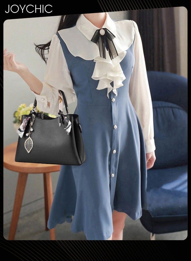 Joychic Lady Attractive Tote Classic Women Crossbody Shoulder Bag Large Capacity Multi Pockets with Adjustable Straps for Travel Party Black - Image 4