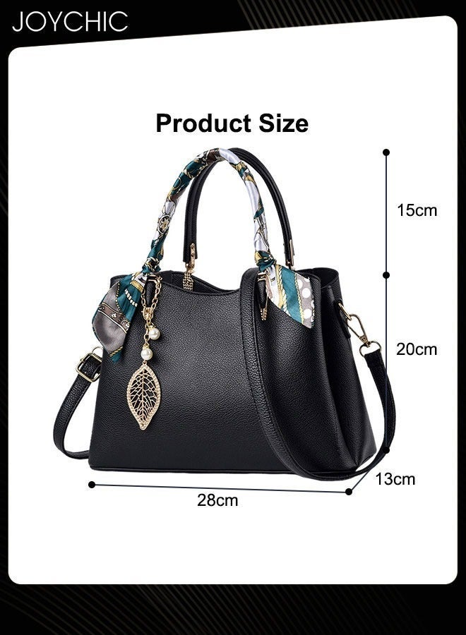 Joychic Lady Attractive Tote Classic Women Crossbody Shoulder Bag Large Capacity Multi Pockets with Adjustable Straps for Travel Party Black - Image 5