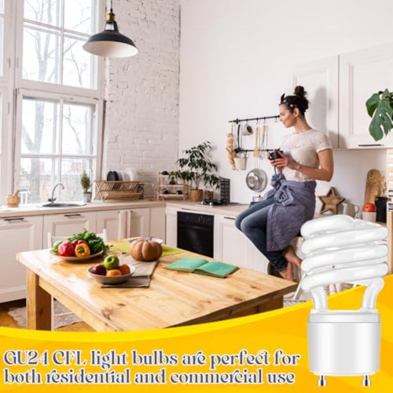 2 Pcs 13w Gu24 Cfl LED Light Bulb 2700k Warm White Fluorescent Light Bulb Energy Efficient 900lm T3 Spiral Twist Bulbs for Kitchen Living Room Bedroom Office Corridor Art Gallery Hotels Museum - Image 5