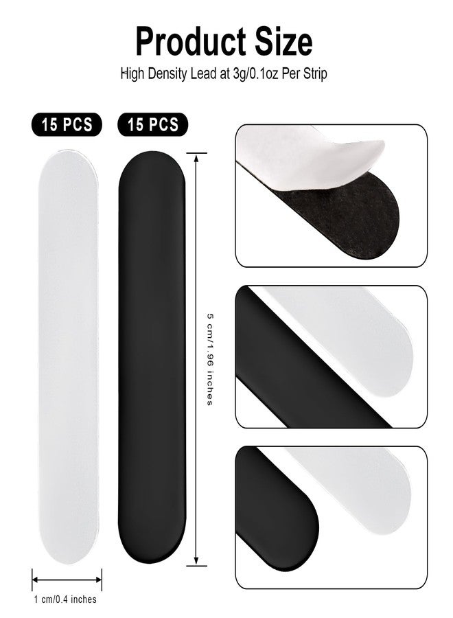 AccEncyc 30pcs Lead Tape for Pickleball Paddles 3g Weighted Pickleball Lead Tape Strips for Paddle Edge Guard Adhesive Pickleball Tape Bars to Increase Power Swing Speed (Black/Silver) - Image 2