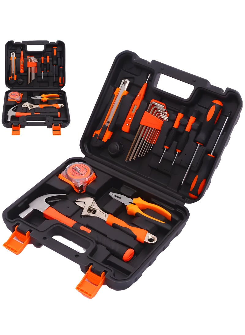 NextWave 19 Pcs Professional Tool Set with Tool Box, Portably Handyman Tool Set for Home Essentials, Tool Kit for Home Use, Kitbox For Home Diy & Professional Use, Orange/Black  - Image 1