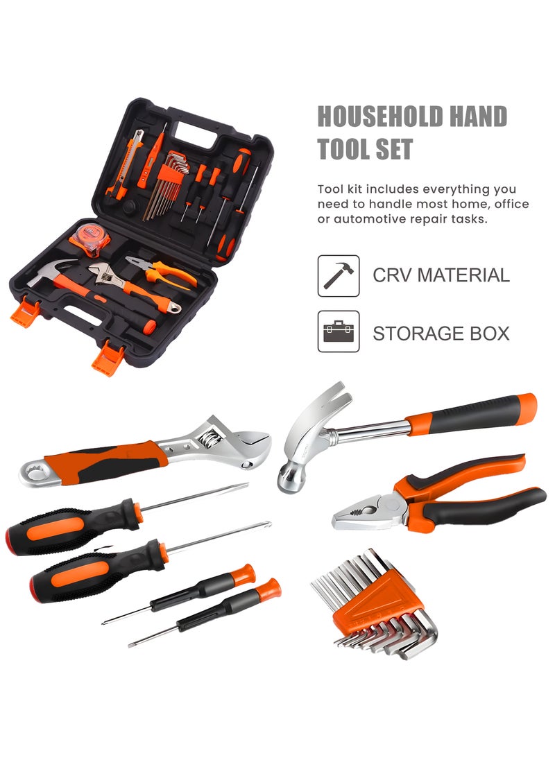 NextWave 19 Pcs Professional Tool Set with Tool Box, Portably Handyman Tool Set for Home Essentials, Tool Kit for Home Use, Kitbox For Home Diy & Professional Use, Orange/Black  - Image 3