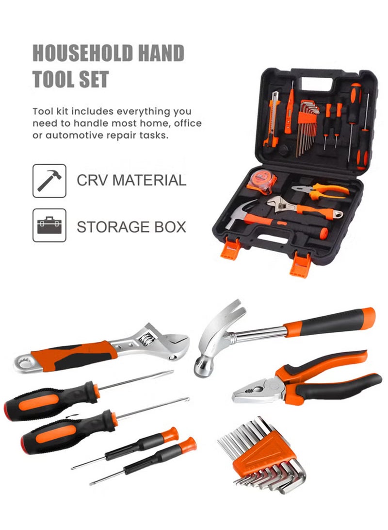 NextWave 19 Pcs Professional Tool Set with Tool Box, Portably Handyman Tool Set for Home Essentials, Tool Kit for Home Use, Kitbox For Home Diy & Professional Use, Orange/Black - Image 3
