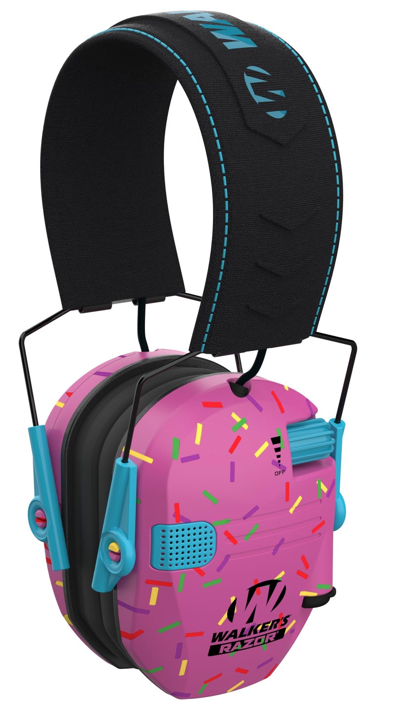 Walker's Walkers Razor Slim Electronic Earmuffs Ultra Low Profile Compact Design Adjustable Range Shooting Hunting Hearing Protection Pink Sprinkles - Image 2