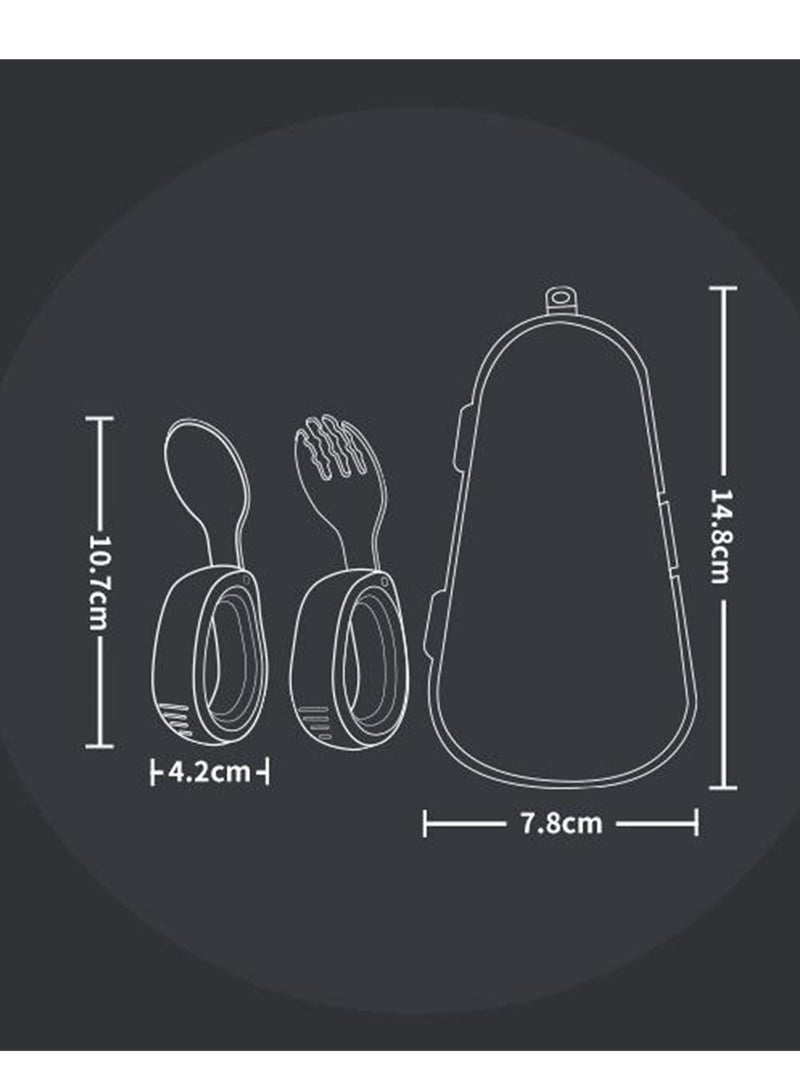 2pcs Baby stainless steel round handle fork and spoon set training food spoon silicone short handle extended fork and spoon  - Image 3
