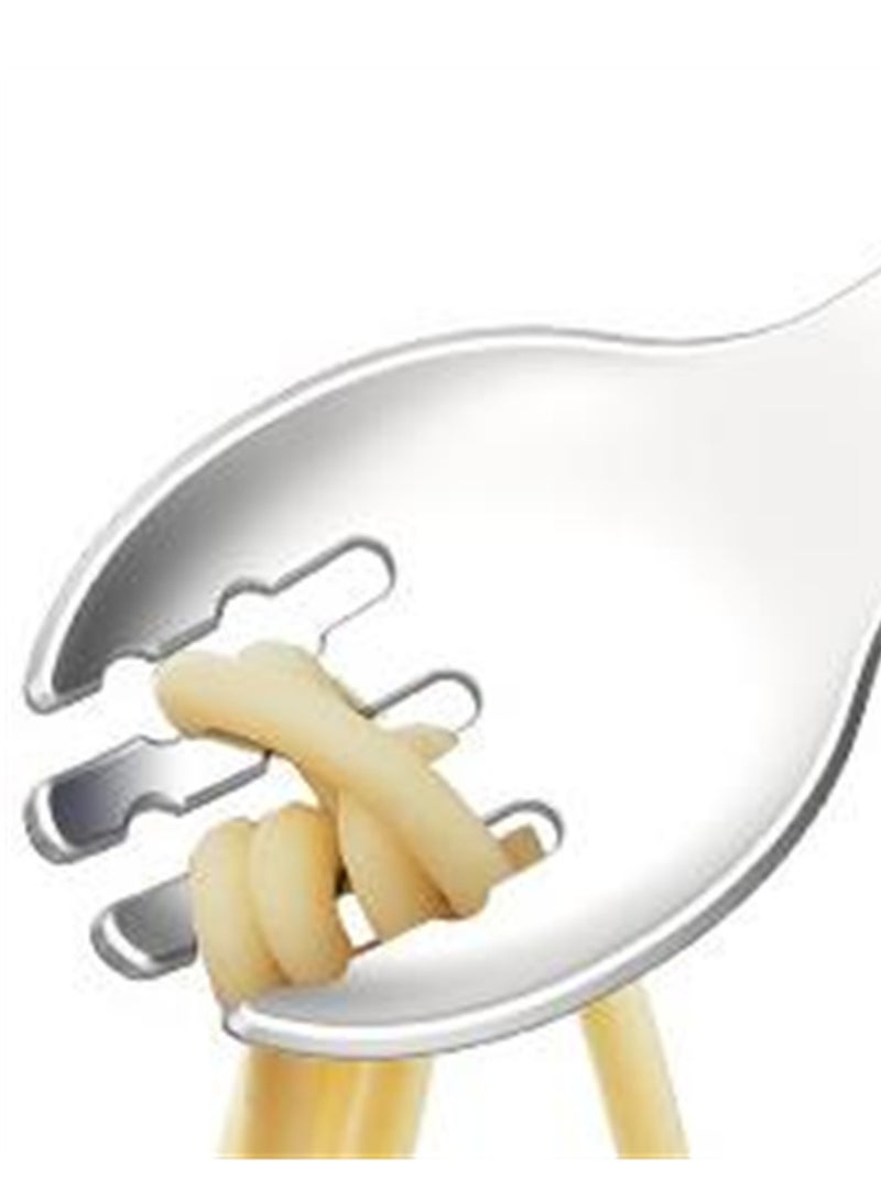 2pcs Baby stainless steel round handle fork and spoon set training food spoon silicone short handle extended fork and spoon  - Image 5