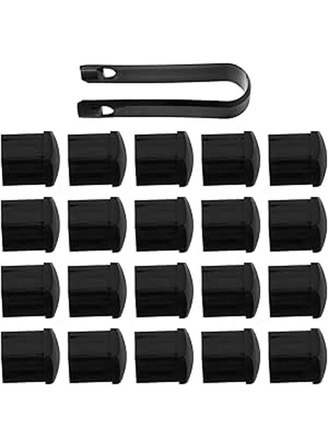 Black Glossy Plastic Car Wheel Lug Nut Covers 20pcs 19mm Universal Bolt Protection Decoration - Image 1