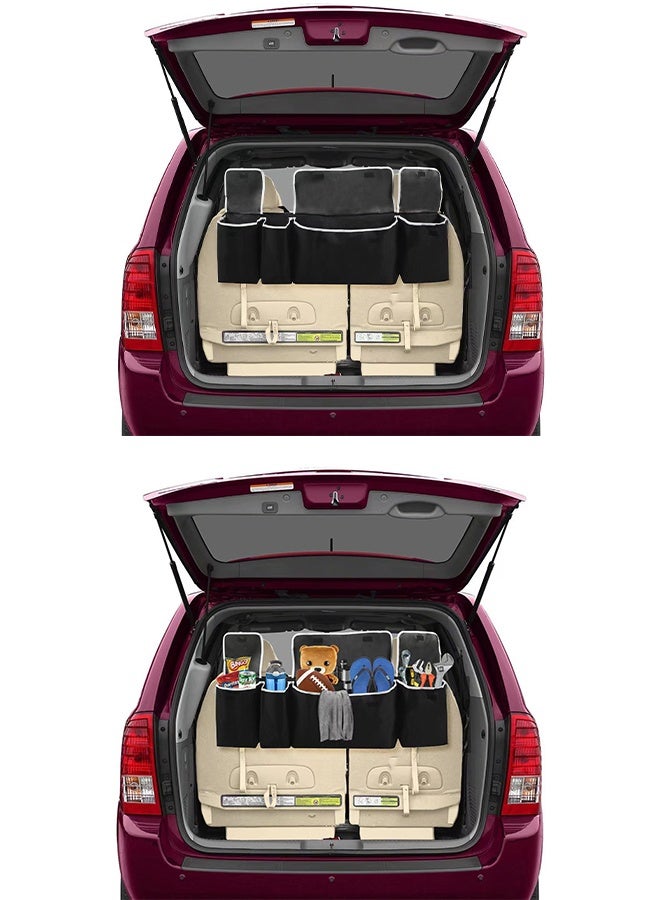 DUNISO Car Trunk Organizer Car Boot Organiser Adjustable Straps Waterproof Durable 4 Bags Car Seat Organiser for Easy Hanging Boot Bag Collapsible Waterproof Space Saving Trunk Storage Bag Seat Back Protectors for Car Backseat Cover 90CM - Image 4