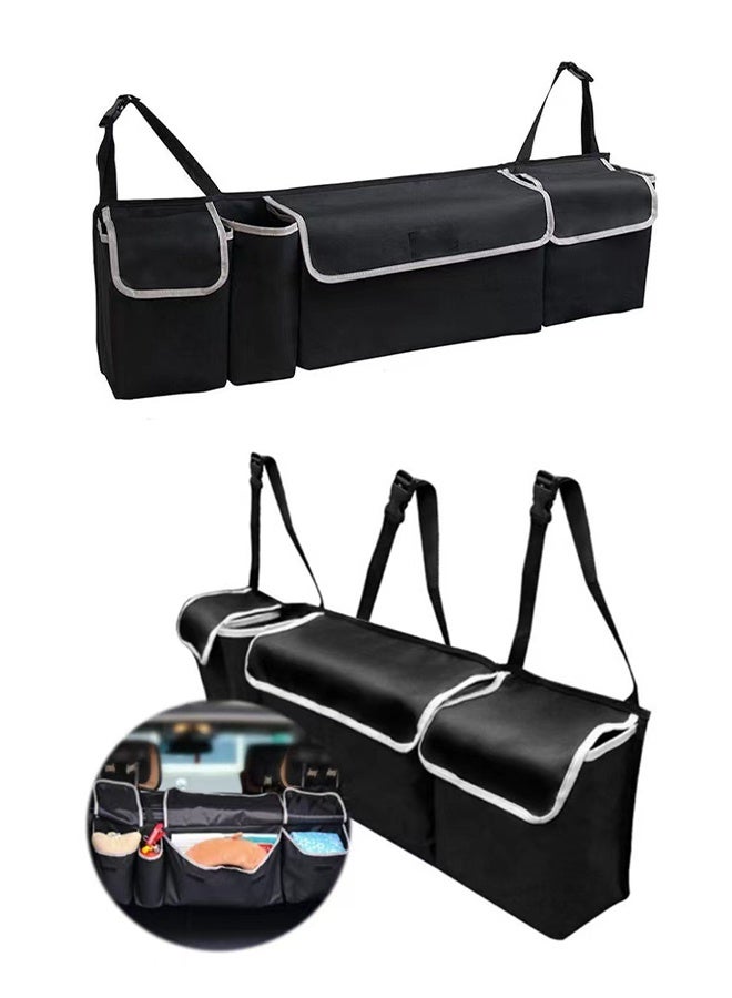 DUNISO Car Trunk Organizer Car Boot Organiser Adjustable Straps Waterproof Durable 4 Bags Car Seat Organiser for Easy Hanging Boot Bag Collapsible Waterproof Space Saving Trunk Storage Bag Seat Back Protectors for Car Backseat Cover 90CM - Image 3