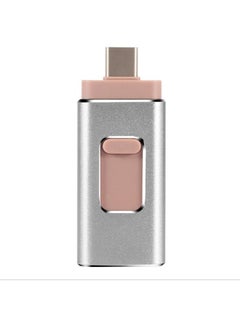 AROAQ 32GB USB Flash Drive, Shock Proof 3-in-1 External USB Flash Drive, Safe And Stable USB Memory Stick, Convenient And Fast Metal Body Flash Drive, Silver Color (Type-C Interface + apple Head + USB)  - Image 1