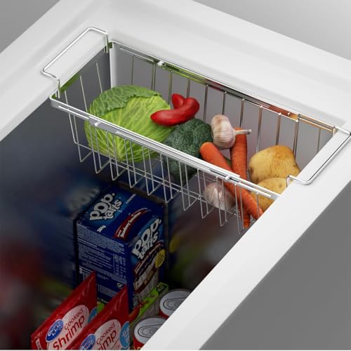 Orgneas Freezer Baskets for Chest Freezer, Capacity Expandable Deep Freezer Organizer Bins Adjustable From 16.5" to 26.5" Stainless Steel Wire Basket Storage with Hanging Handles - Image 3