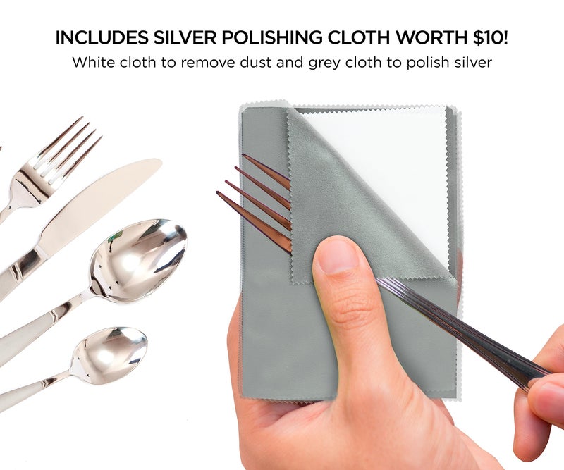 boldworks Silverware Storage Box Silverware Chest Case for Silver Flatware with Lid Tarnish Proof Felt Lined Partition and Drawer Holds Service for 14 Includes Polishing Cloth - Image 5