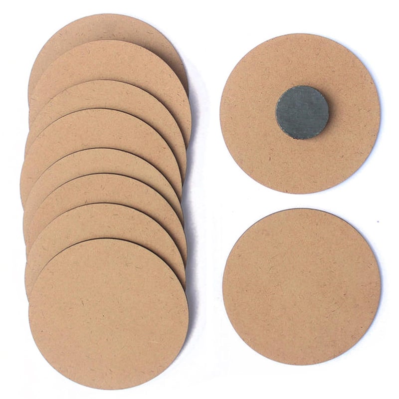 SWAGSTATION MDF Cutouts for Art and Craft with Smooth SurfaceMDF Board Suitable for DecoupageResin ArtPyrographyMandala ArtMDF Board Painting KitFrdige4mm MDF Round Circle Fridge Magnet 10 Pcs