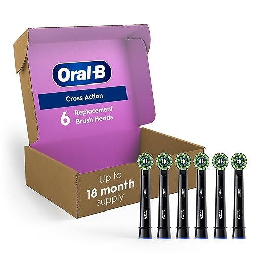 Oral-B OralB Cross Action Replacement Brush Heads for an OralB Electric Toothbrush Pack of 6 Black