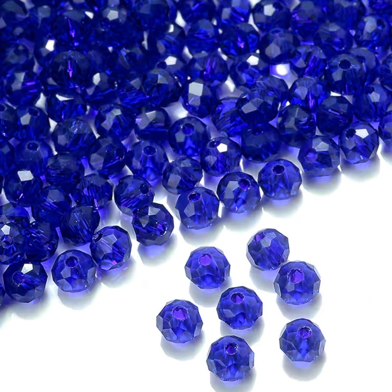 INDIKONB 8mm Glass Crystal Beads for Bracelets & Jewellery Making | Tyre Rondelle Transparent Beads for DIY Craft & Accessories (Blue) - Image 5