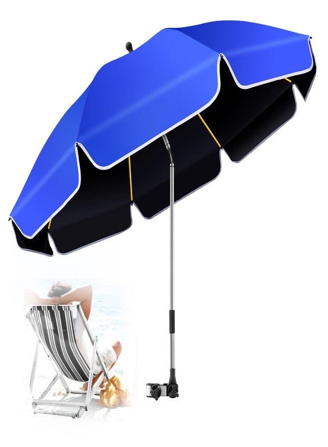 QTREE intelligence 48.8 inch Large Beach Umbrella with Clamp Sun Shade Umbrella for Beach Chair （Royal blue） - Image 1