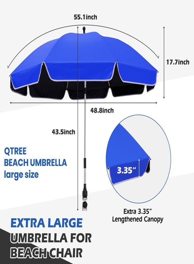 QTREE intelligence 48.8 inch Large Beach Umbrella with Clamp Sun Shade Umbrella for Beach Chair （Royal blue） - Image 2