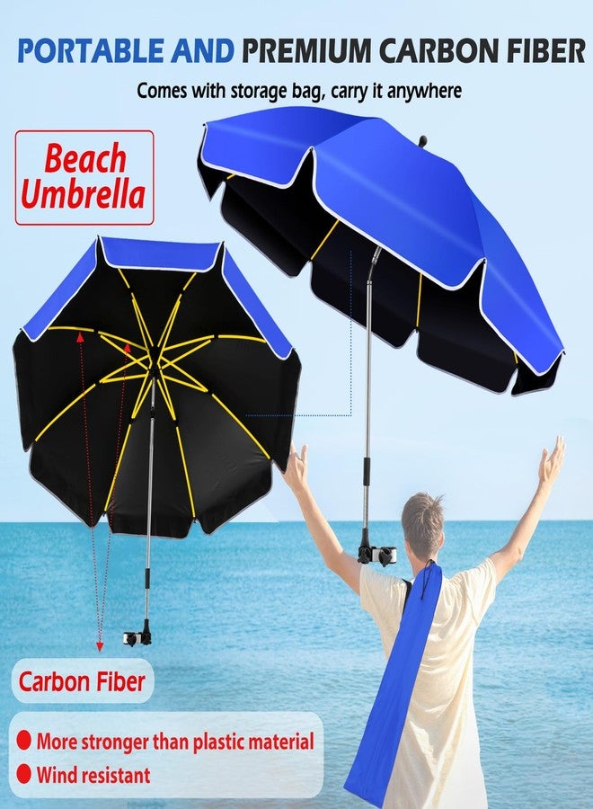 QTREE intelligence 48.8 inch Large Beach Umbrella with Clamp Sun Shade Umbrella for Beach Chair （Royal blue） - Image 3