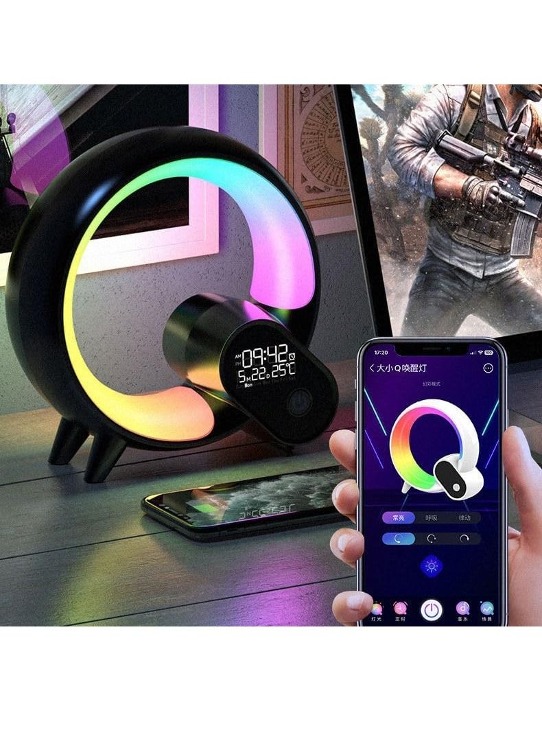 GENNEXT Q Lamp with Wireless Charger, Wireless Charger Lamp, RGB Color Changing Ambient Light, Dimmable Night Light with Music Sync Table Lamp, Bluetoothh Speaker Smart Mood Light for Room - Image 2