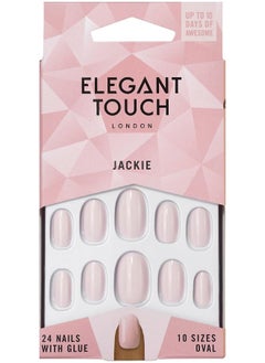 Jackie Oval Shape False Nails With Glue, Pack Of 24