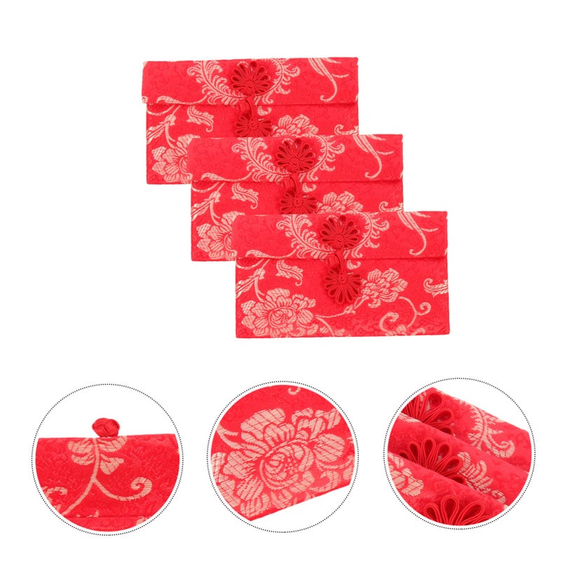3Pcs Chinese Red Envelope Money Bags Phoenix Pattern Wedding Gift for Cash - Image 5