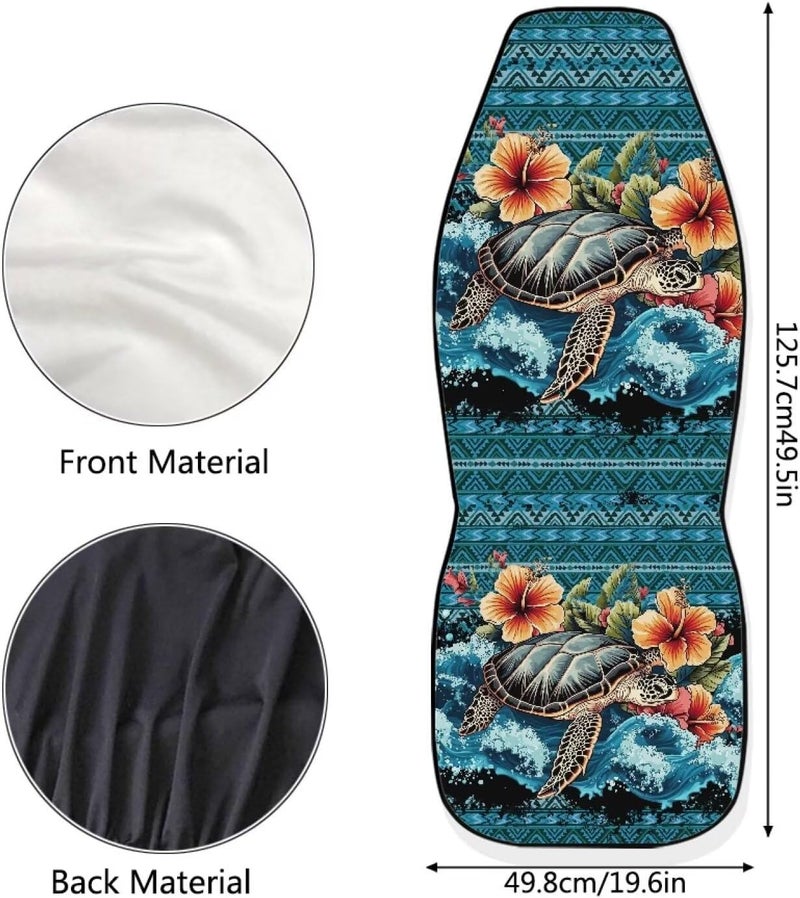 TOADDMOS Hawaii Hibiscus Turtle Car Seat Cover Front Seats Only,Aztec Premium Polyester Seat Covers Anti-Slip Saddle Blanket Cushion Cover for Cars Trucks and SUVs - Image 4