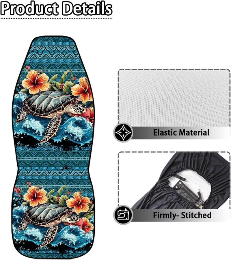 TOADDMOS Hawaii Hibiscus Turtle Car Seat Cover Front Seats Only,Aztec Premium Polyester Seat Covers Anti-Slip Saddle Blanket Cushion Cover for Cars Trucks and SUVs - Image 5