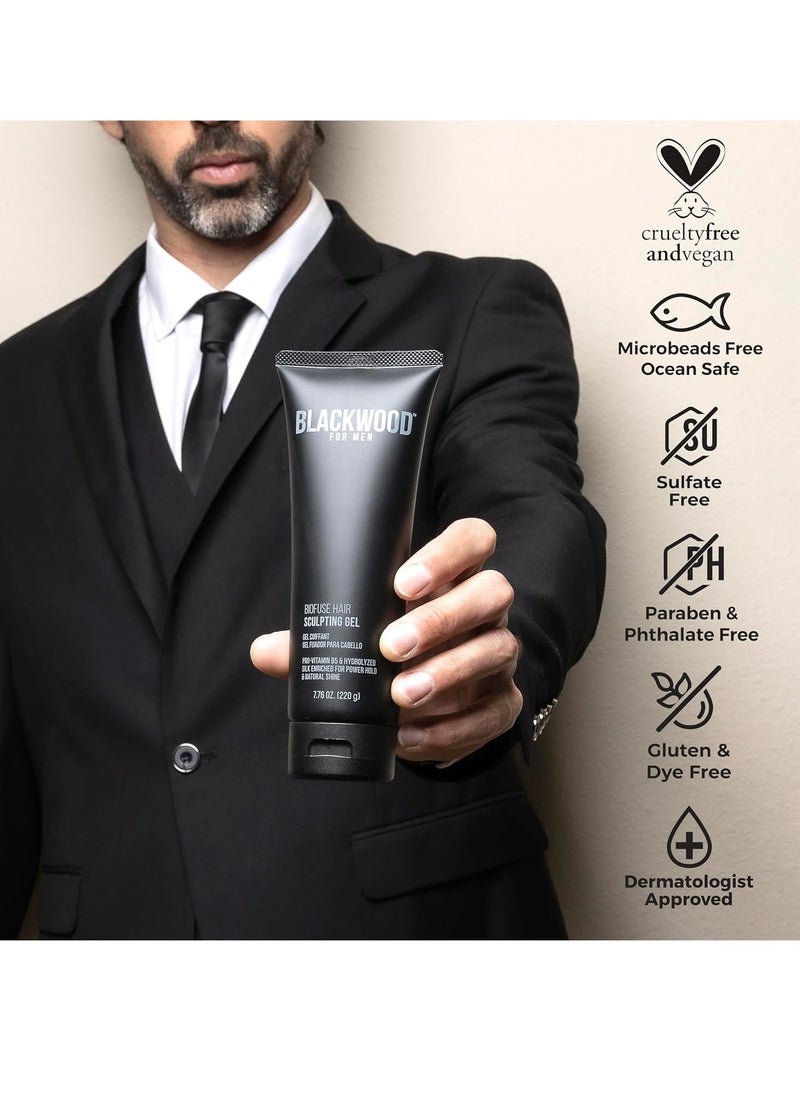 Blackwood For Men Blackwood For Men BioFuse Hair Sculpting Gel - Men's Hair Styling Product for All Hair Types - Long Lasting Hold - Natural Vegan Formula - Sulfate Free, Paraben Free, & Cruelty Free (7.76 Oz)  - Image 3