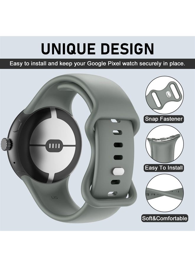 OVERSTEP Compatible for Google Pixel Watch Bands, Soft Silicone Sport Strap Metal Buckle for Google Watch Band, Replacement Google Pixel Watch 2022 Band for Women Men (Large, Grey)  - Image 2