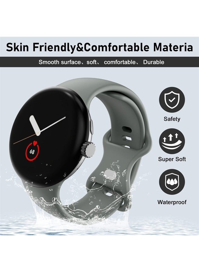 OVERSTEP Compatible for Google Pixel Watch Bands, Soft Silicone Sport Strap Metal Buckle for Google Watch Band, Replacement Google Pixel Watch 2022 Band for Women Men (Large, Grey)  - Image 3