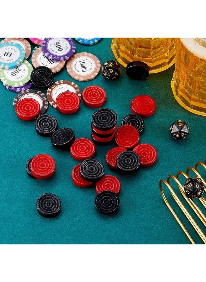 Skylety 24 Pieces Wooden Checkers 1.06 Inch Checkers Board Game Pieces Stackable Ridge in Drawstring Storage Pouch for Checkers Game, Red and Black  - Image 1
