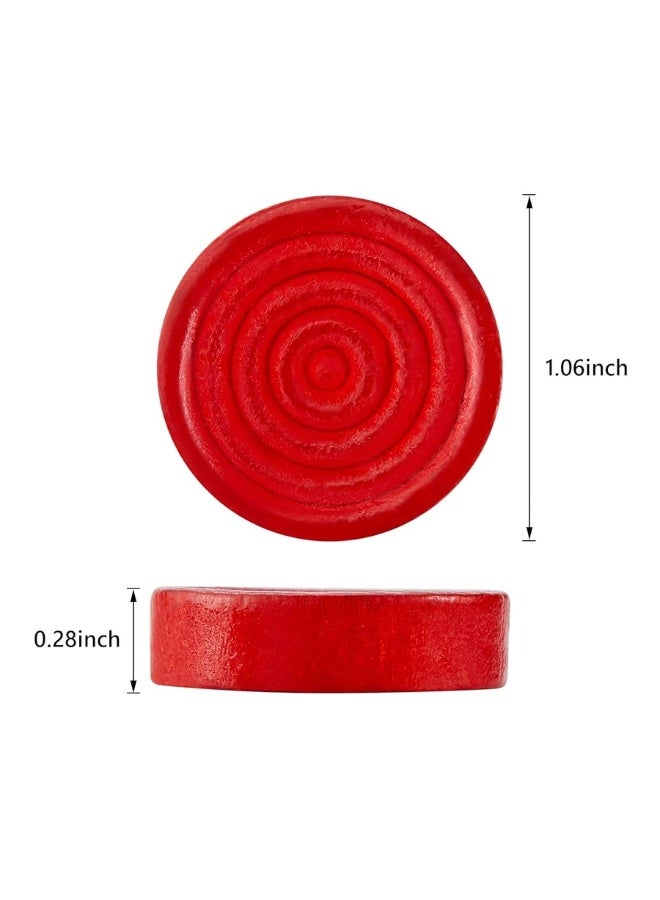 Skylety 24 Pieces Wooden Checkers 1.06 Inch Checkers Board Game Pieces Stackable Ridge in Drawstring Storage Pouch for Checkers Game, Red and Black  - Image 2